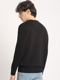 THE BEAR HOUSE Men Self Design Relaxed Fit cotton Crew Neck Solid T-shirt