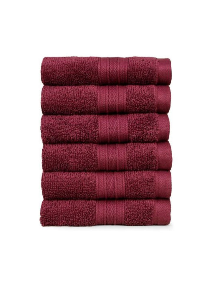 MYTRIDENT Maroon 6 Pieces Cotton Soft Comfort 500 GSM Reversible Face Towel