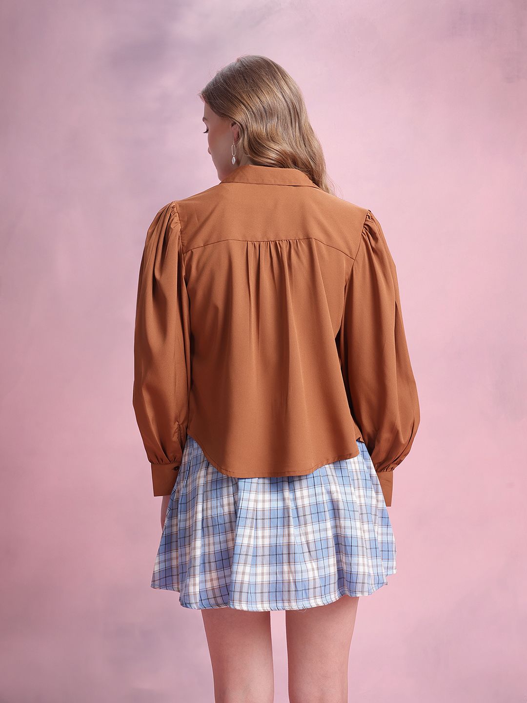 DressBerry Puff Sleeves Solid Shirt
