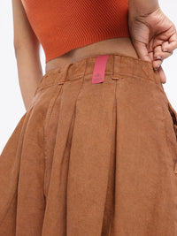 DressBerry Women Modern Chic Flared Frayed Hem A-line Pleated Denim Skirt