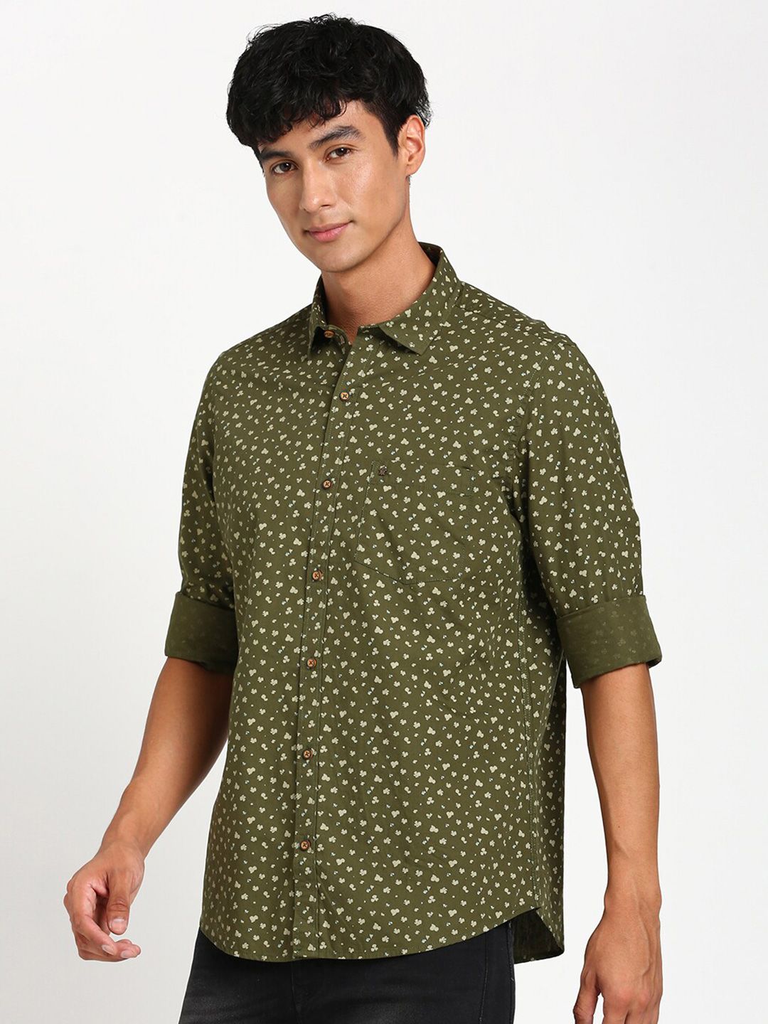 Turtle Relaxed Slim Fit Abstract Printed Casual Pure Cotton Shirt