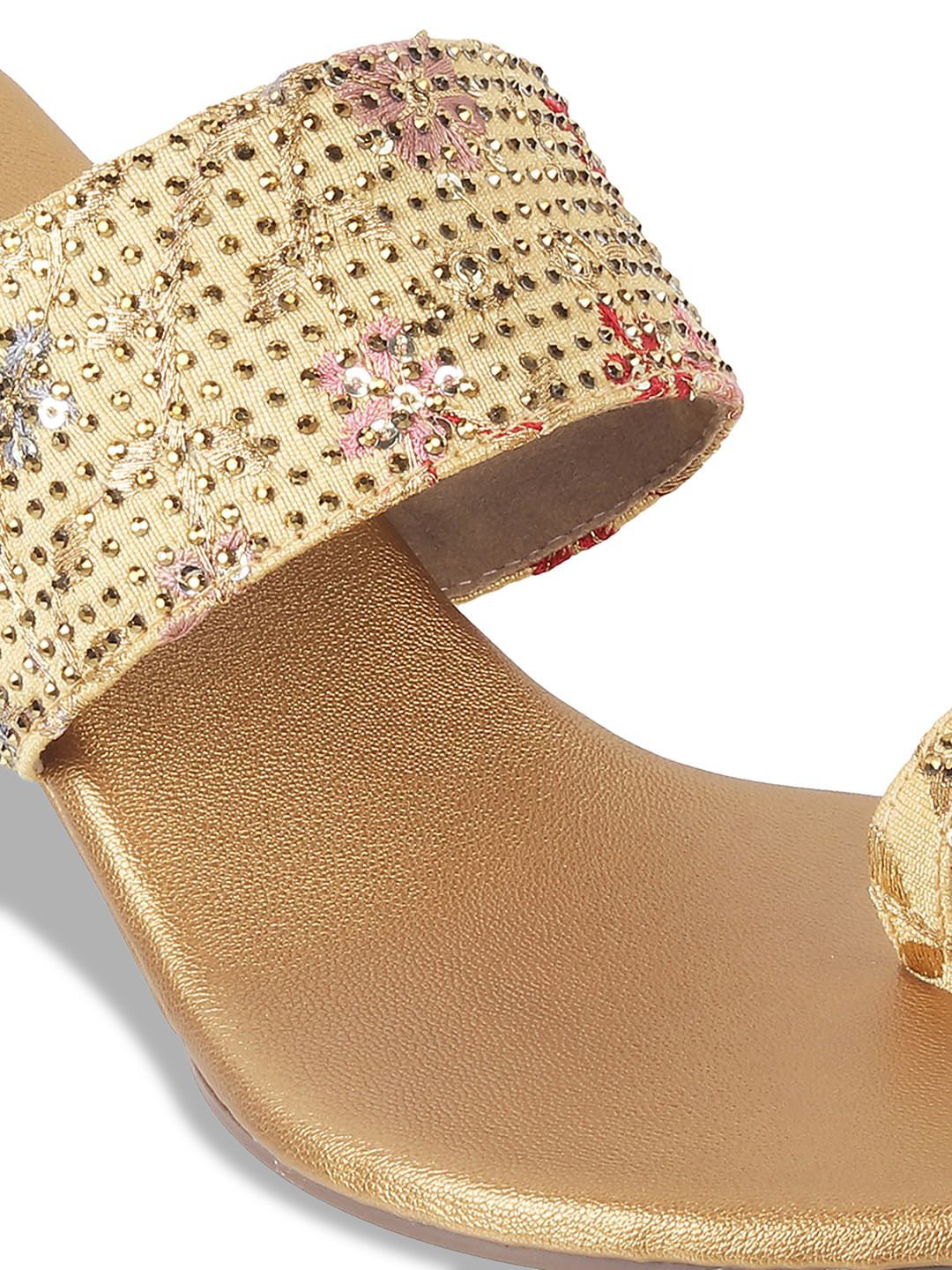 Metro Embellished Open Toe Wedge Heels