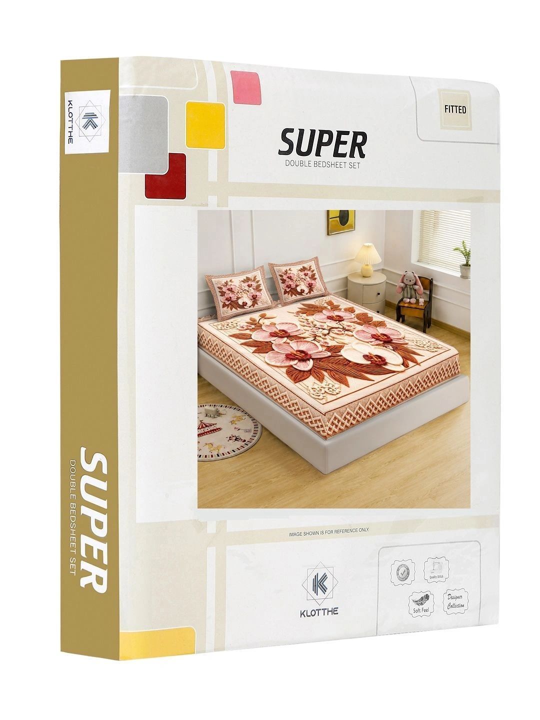 KLOTTHE Berwarna Krim & Coklat Floral 400 TC Cadar King dengan 2 Sarung Bantal
