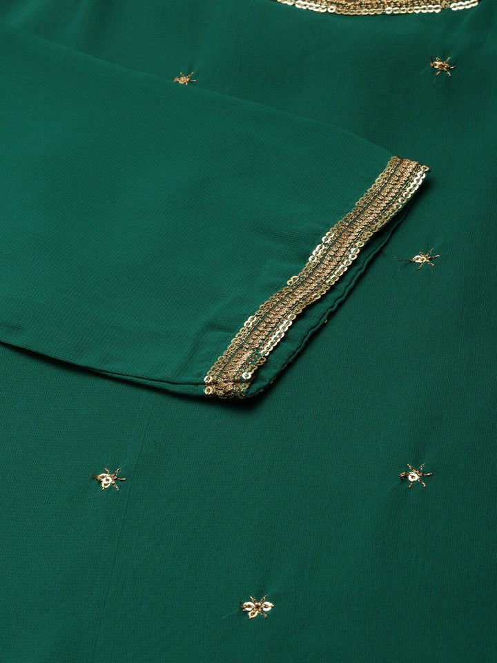 KALINI Embroidered Sequinned Straight Kurta & Trousers