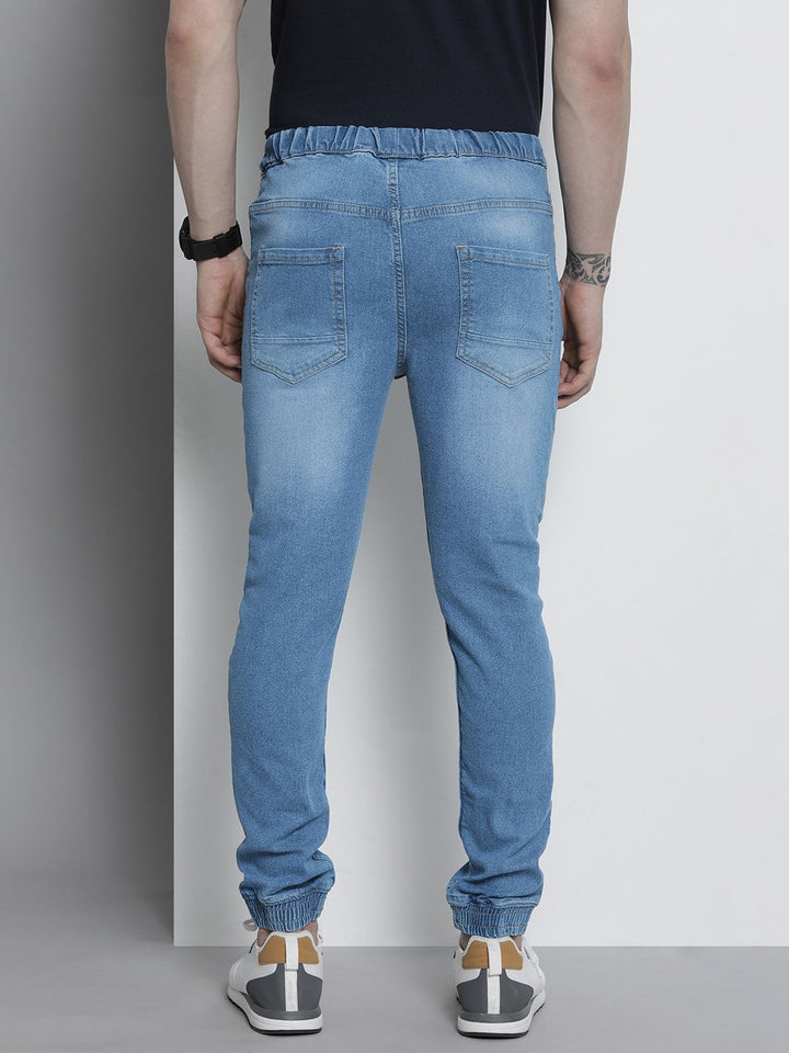 The Indian Garage Co Men Solid Slim Fit Denim Joggers