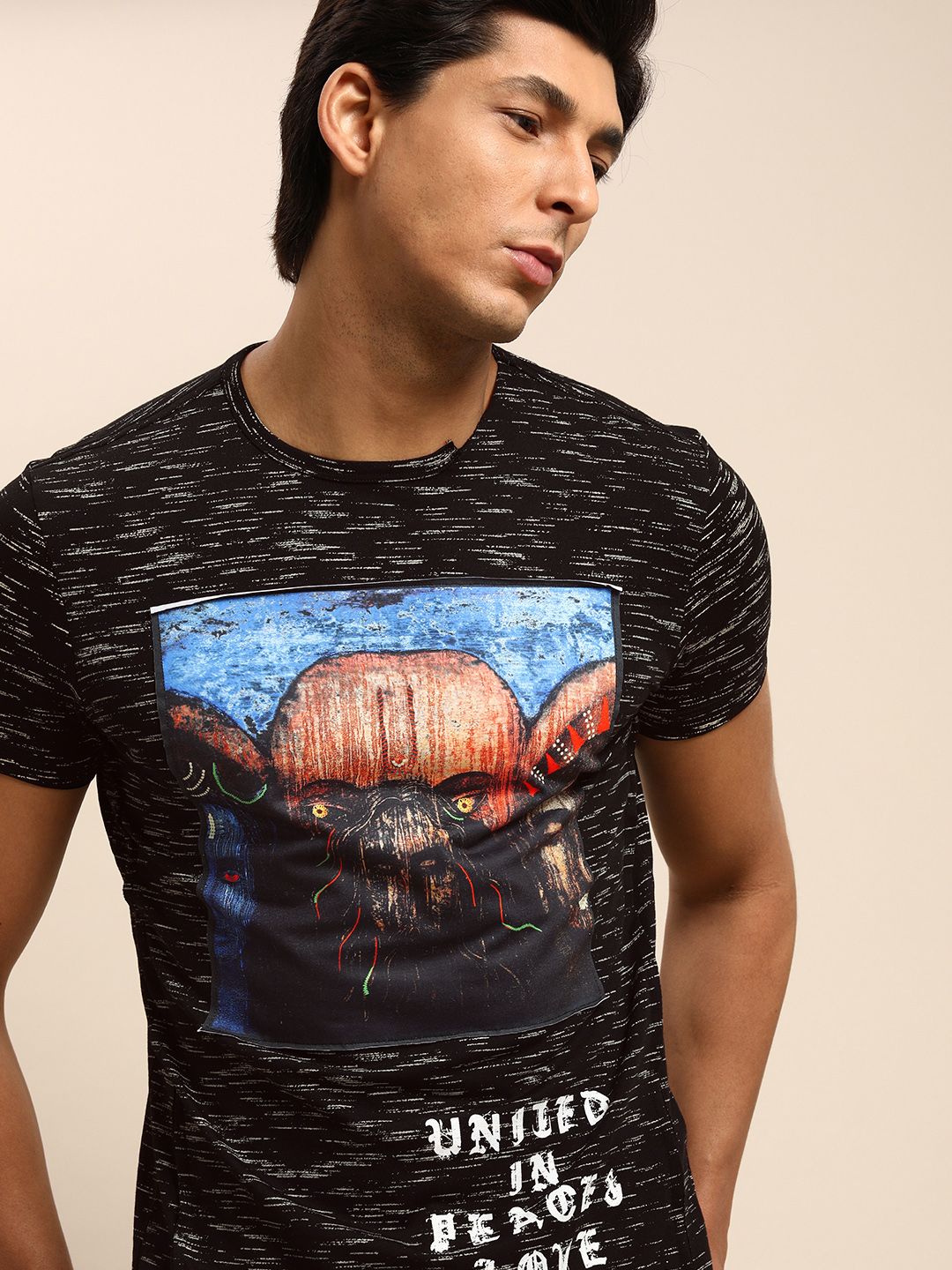 Being Human Men Black Graphic Printed T-shirt