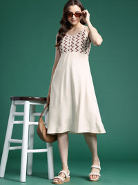 DressBerry Self Design A-Line Midi Dress