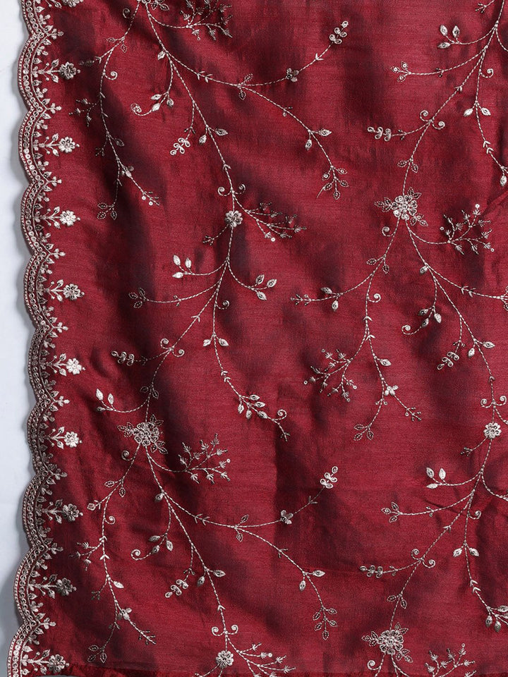 Indo Era Floral Embroidered Sequinned Kurta with Trousers & With Dupatta