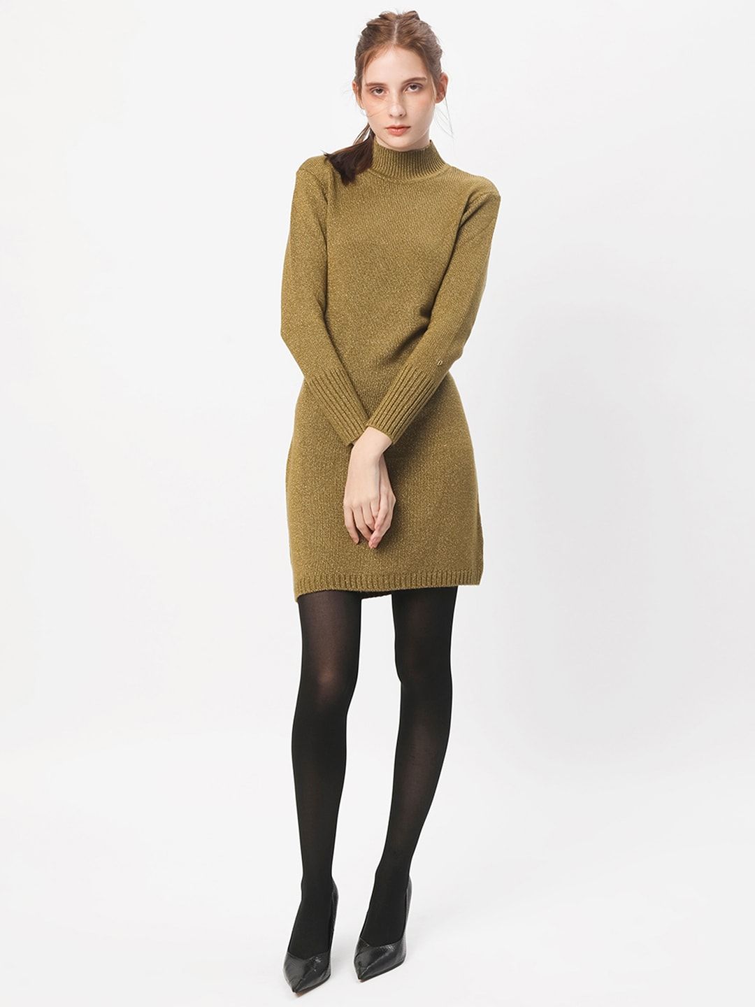 RAREISM Hight Neck Acrylic Longline Pullover