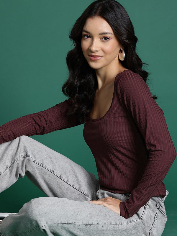 DressBerry Ribbed Scoop Neck Top