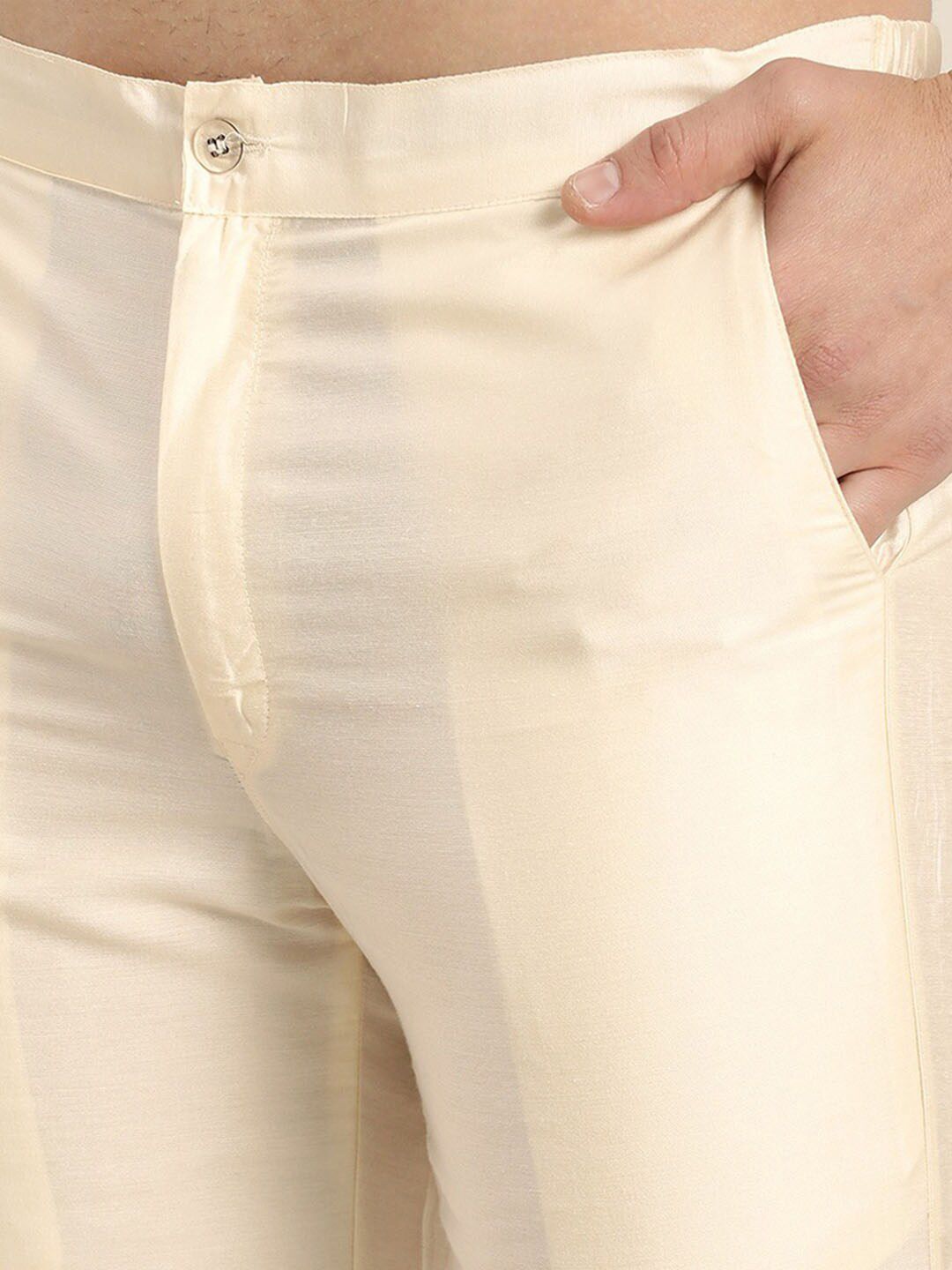 VASTRAMAY Men Cream-Coloured Kurta with Pyjama