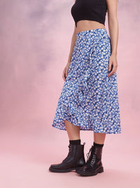 DressBerry Floral Print Ruffled Tulip Skirt