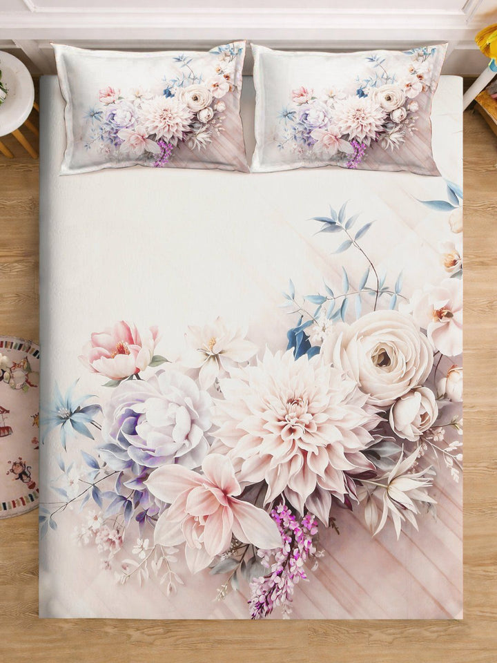 Myntra Elegant Homes Pink Floral 300 TC Cadar Katil King dengan 2 Sarung Bantal