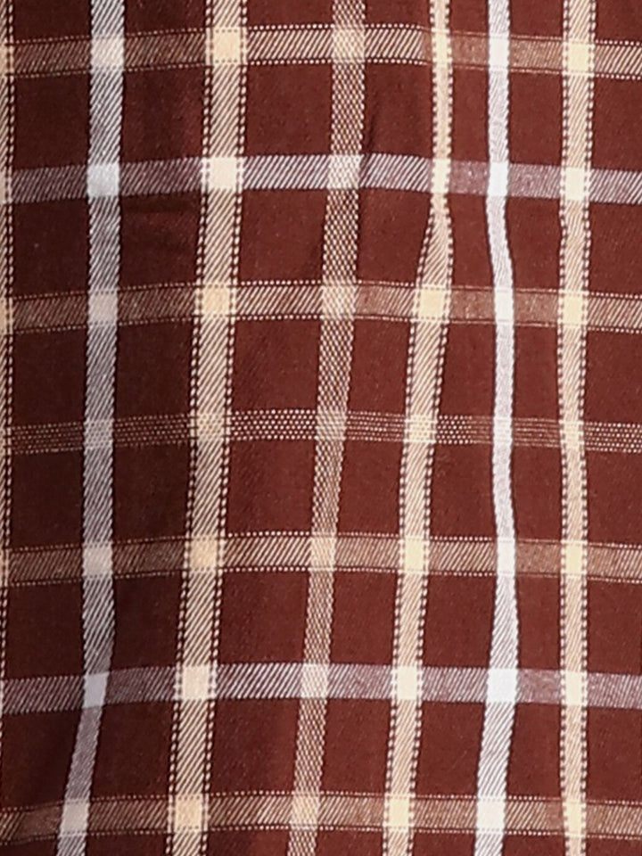 Park Avenue Spread Collar Long Sleeves Slim Fit Checked Casual Cotton Shirt