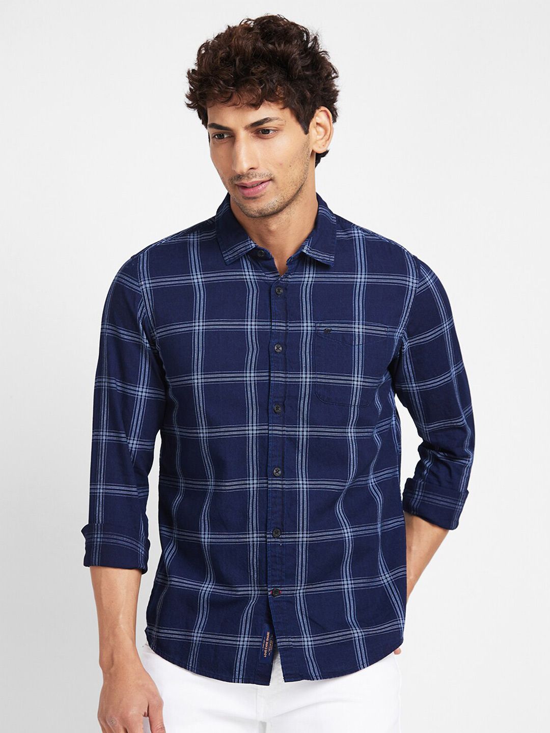 Being Human Slim Fit Windowpane Checked Casual Shirt