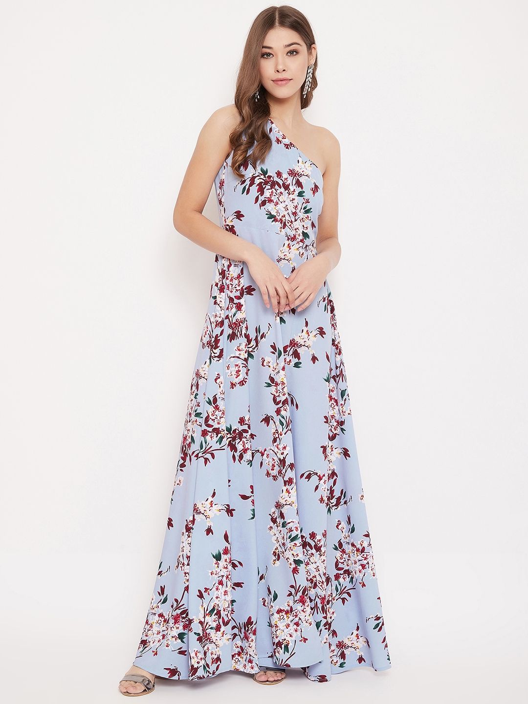 Berrylush Women Blue Printed Maxi Dress