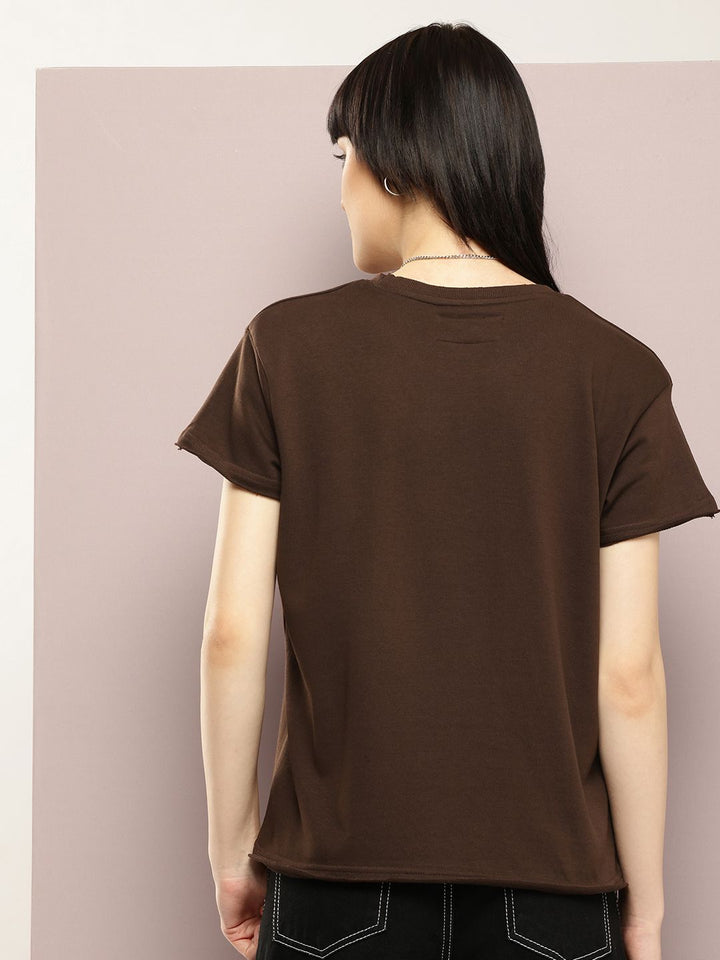 DILLINGER Women Ultra Soft Drapey Cotton Crew Neck Boxy T-Shirt