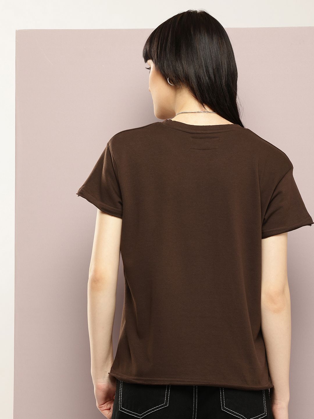 DILLINGER Women Ultra Soft Drapey Cotton Crew Neck Boxy T-Shirt