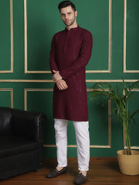 Anouk Embroidered Regular Sequinned Kurta With Pyjamas