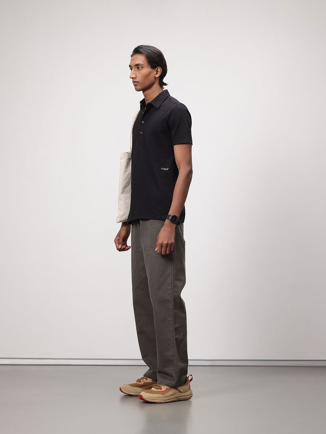 ether 365 Essentials Polo Collar Textured T-shirt