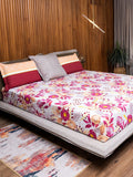 URBAN SPACE Divine Pink Floral 144 TC Pure Cotton Queen Bedsheet With 2 Pillow Covers