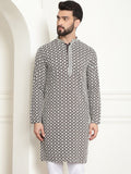 SOJANYA Ethnic Motifs Embroidered Mandarin Collar Pure Cotton Straight Kurta