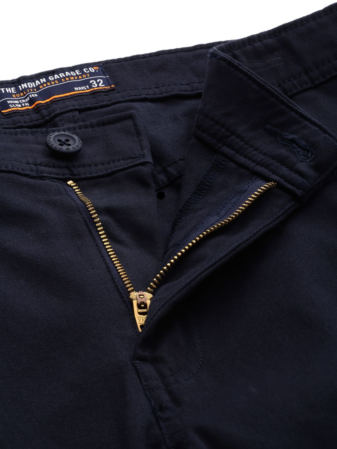The Indian Garage Co Men Navy Blue Slim Fit Solid Chinos