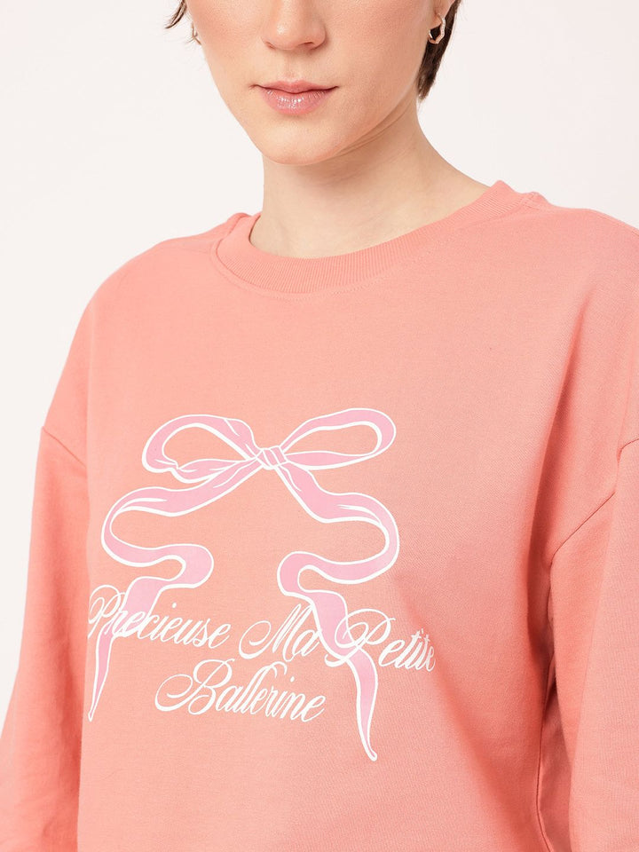 DressBerry Chic Charm Printed Cotton Terry Relaxed Fit Sweatshirt