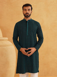 SOJANYA Kurta Kapas Tulen Bersulam Labuci dengan Churidar