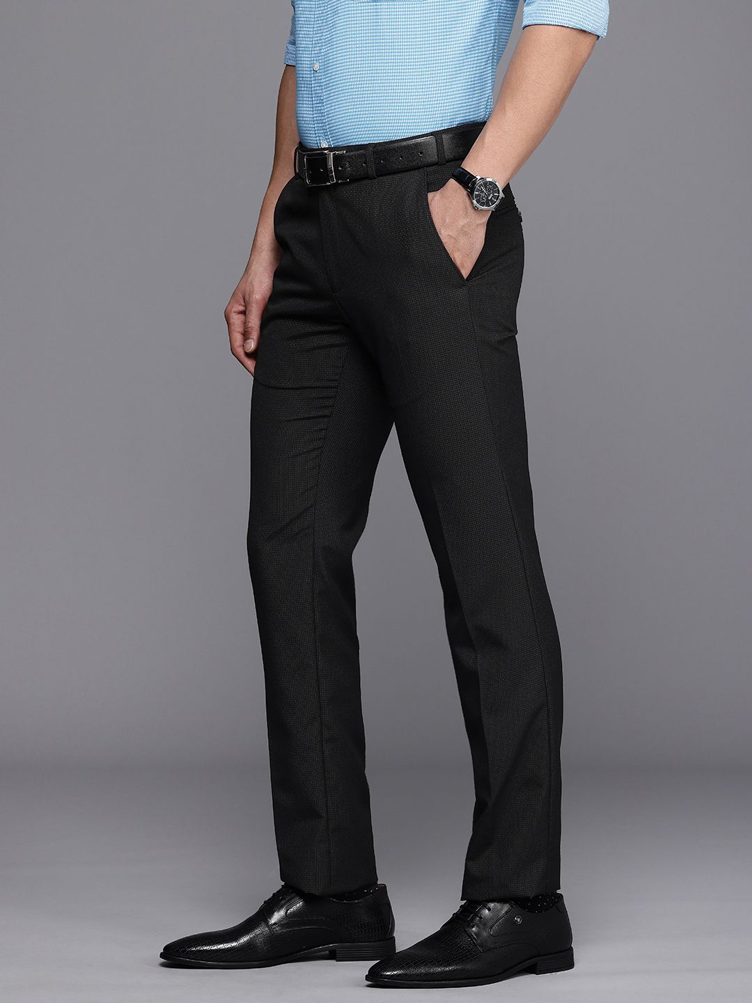 Raymond Men Checked Slim Fit Formal Trousers