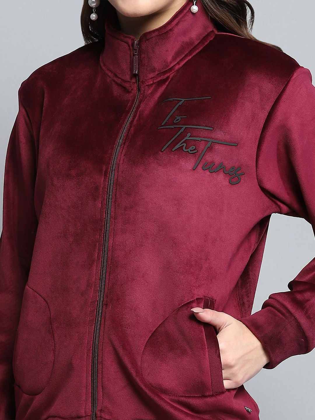 Monte Carlo Women High Neck Front-Open Sweatshirt