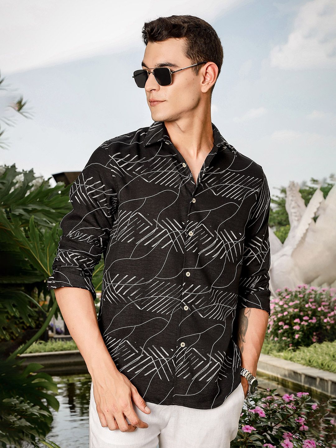 Thomas Scott Men Smart Slim Fit Opaque Printed Casual Shirt