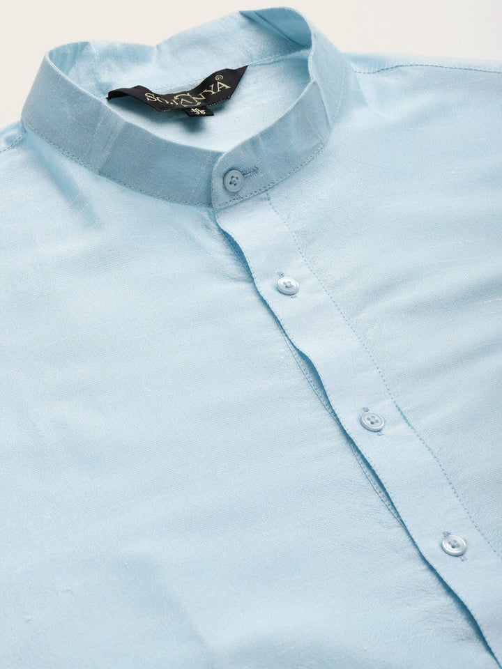 SOJANYA Mandarin Collar Straight Regular Kurta With Churidar & Nehru Jacket