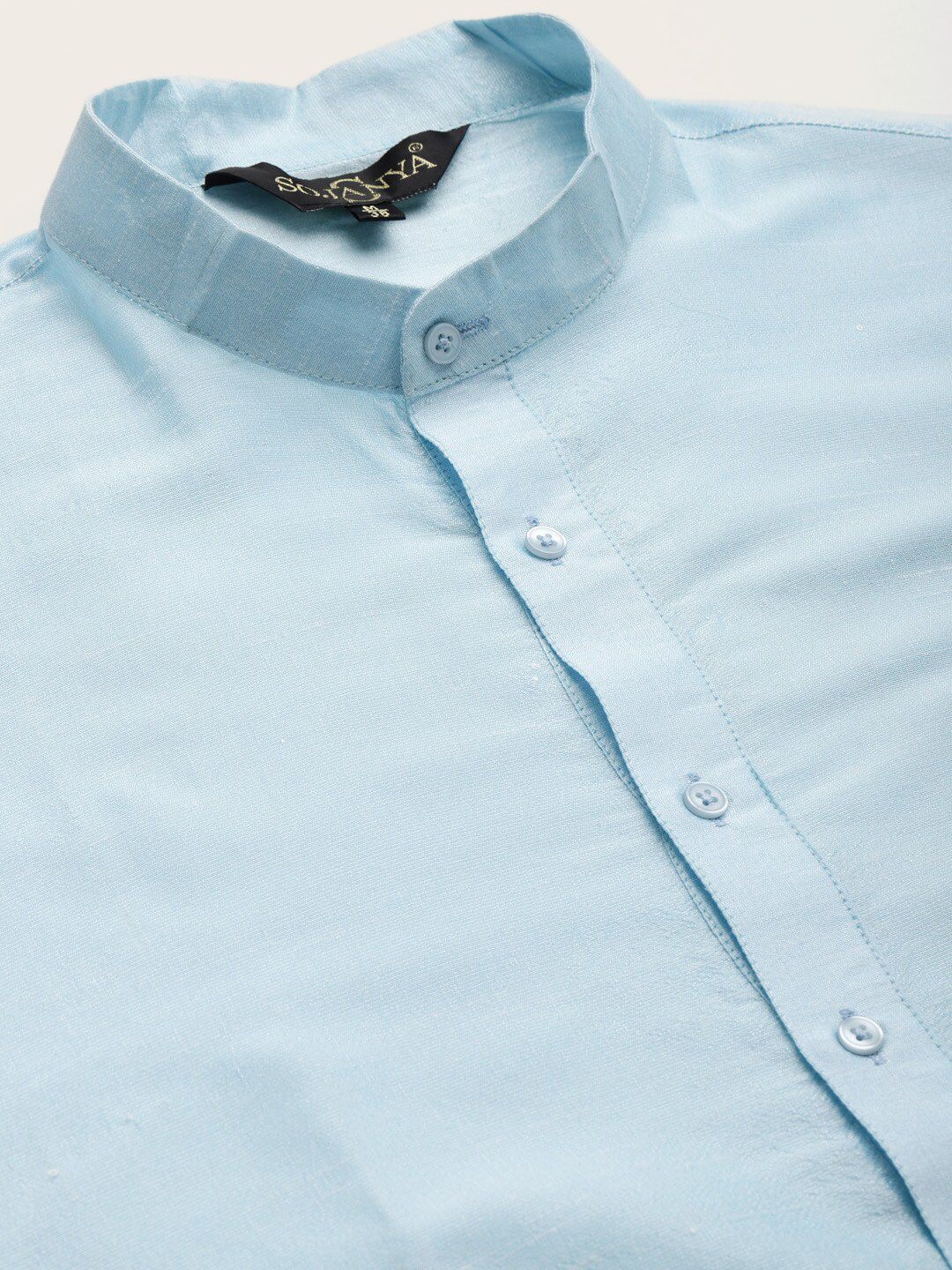 SOJANYA Mandarin Collar Straight Regular Kurta With Churidar & Nehru Jacket