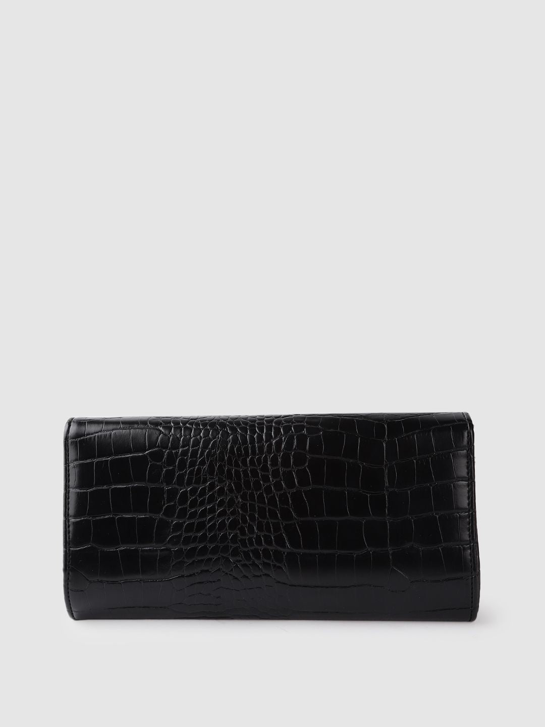Lino Perros Black Croc Textured Clutch with Detachable Sling Strap