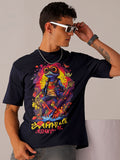 The Indian Garage Co Men Back Printed Boxy Oversized Round Neck T-shirt