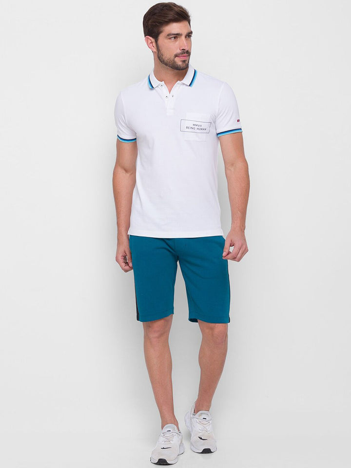 Being Human Men Blue Low-Rise Sports Shorts