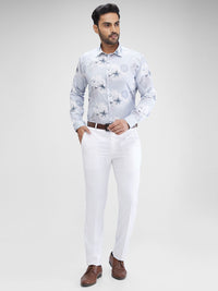 Park Avenue Floral Printed Cutaway Collar Curved Cotton Slim Fit Formal Shirt