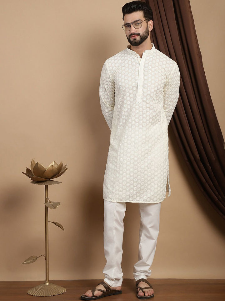 Anouk Ethnic Motifs Embroidered Regular Pure Cotton Straight Kurta With Churidar
