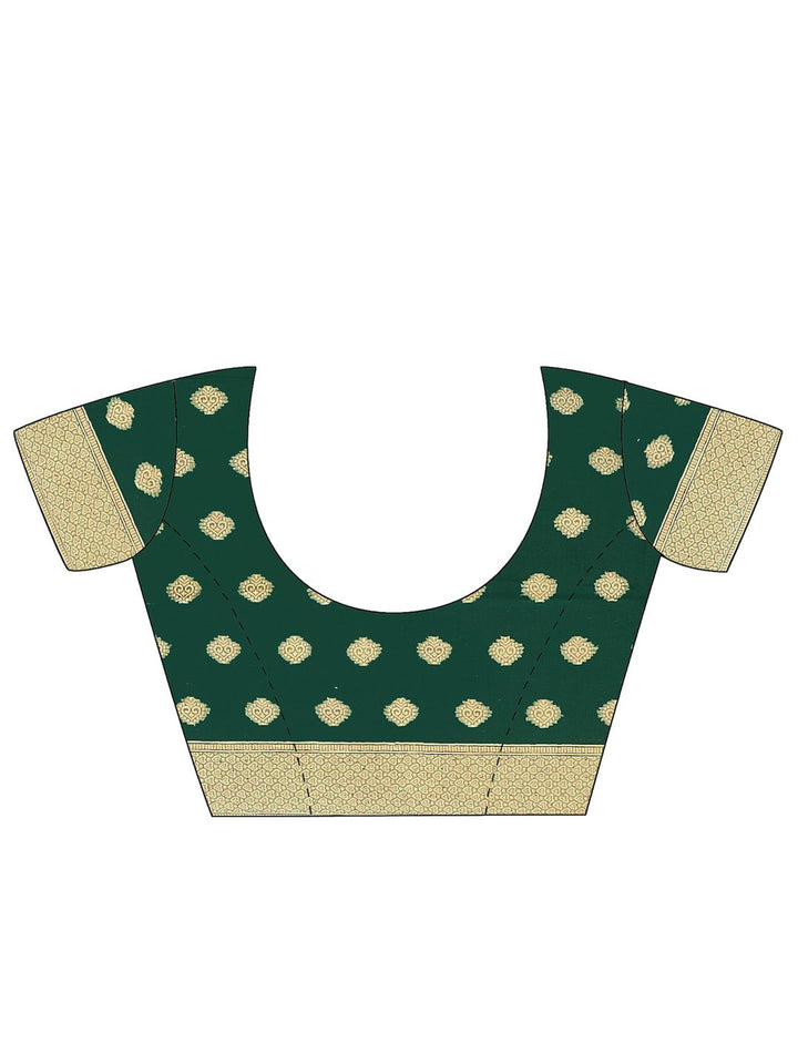Saree mall Green & Gold Embellished  Zari Organza Banarasi Sarees