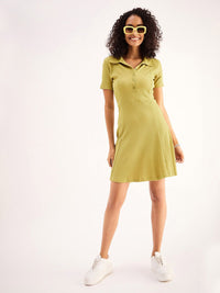 SASSAFRAS BASICS Shirt Collar Cotton Fit & Flare Dress