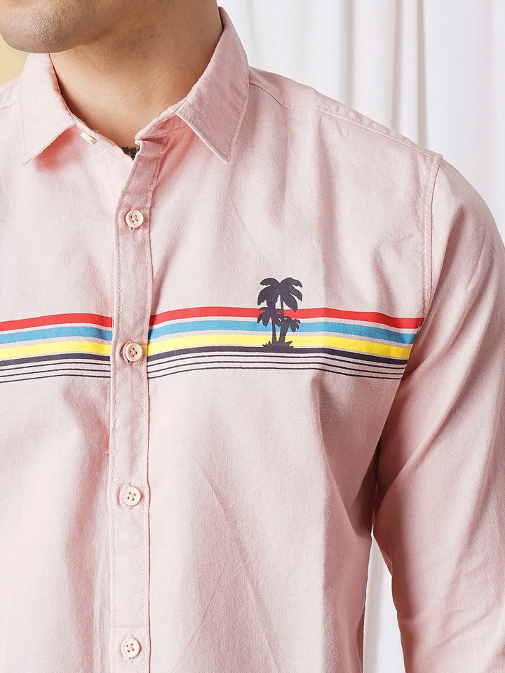 The Indian Garage Co Pure Cotton Horizontal Stripes Casual Shirt