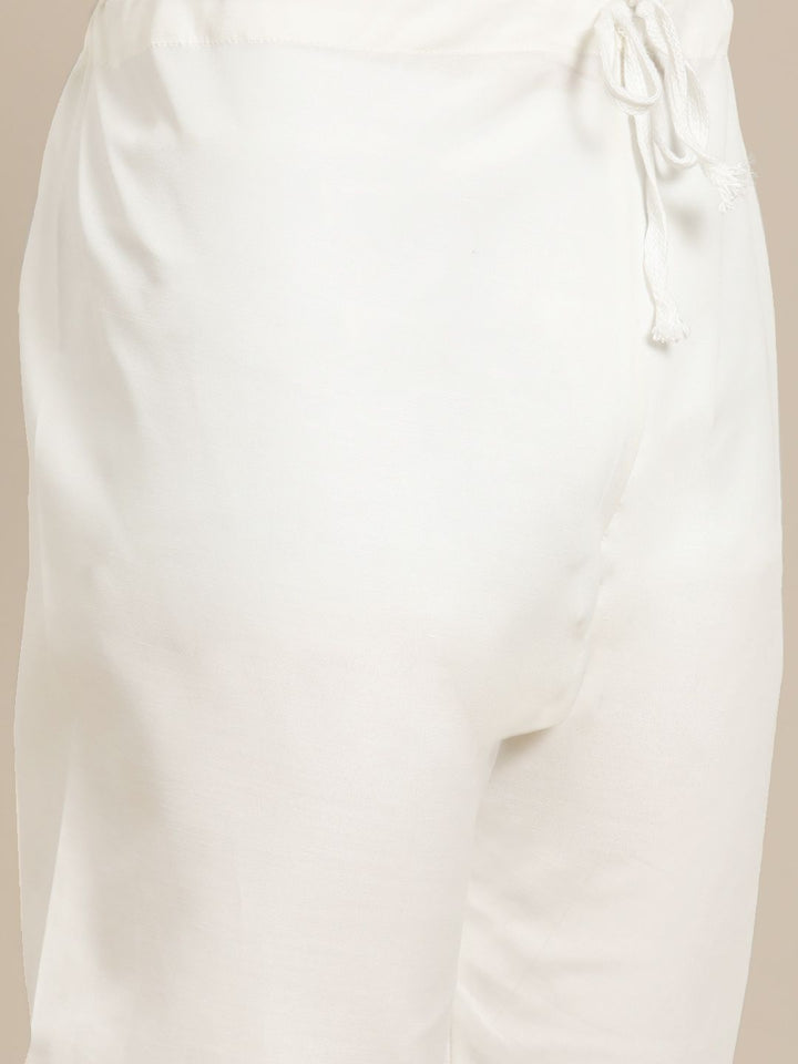 SOJANYA Lelaki Sea Green & Beige Thread Work Straight Kurta Churidar dengan Jaket Nehru