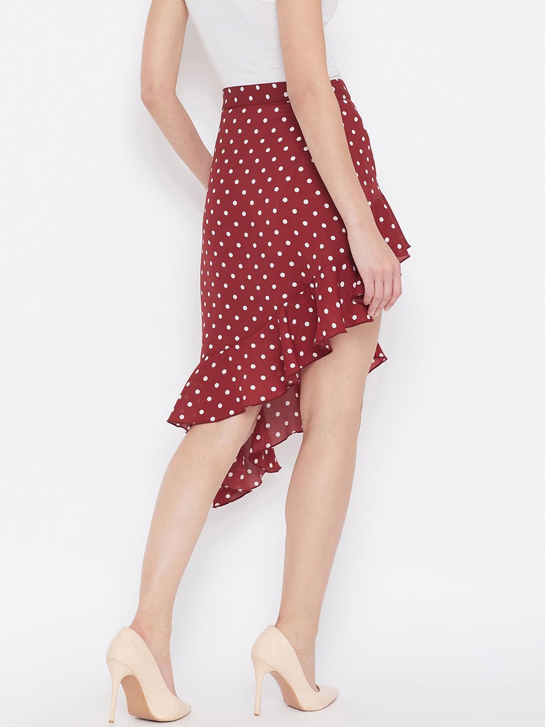 Berrylush Women Red & White Printed Above Knee-Length A-Line Skirt