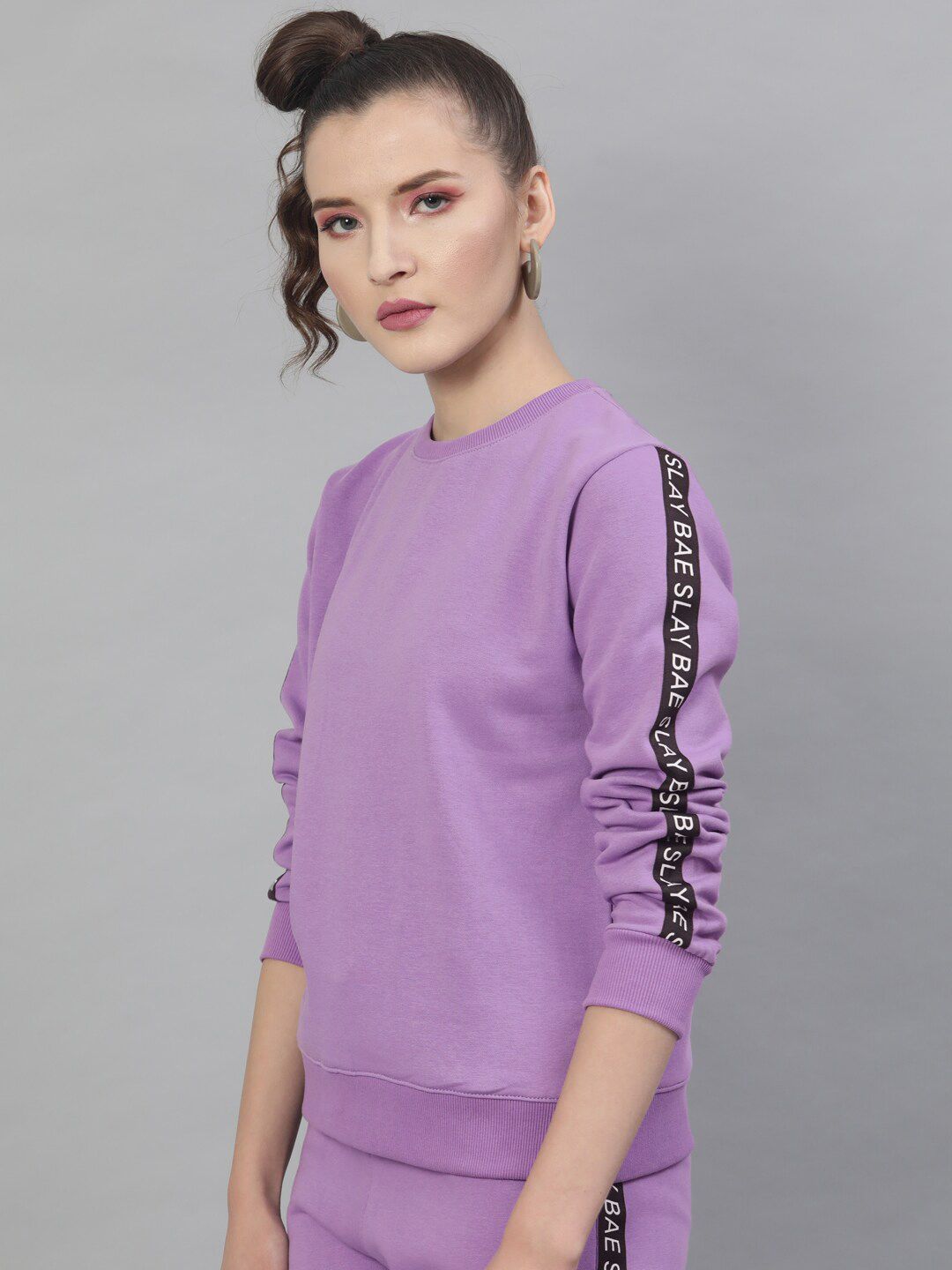 STREET 9 Women Lavender Solid Sweatshirt