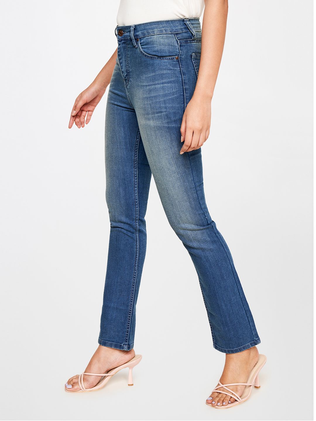 AND Women Straight Fit Light Fade Printed Stretchable Jeans