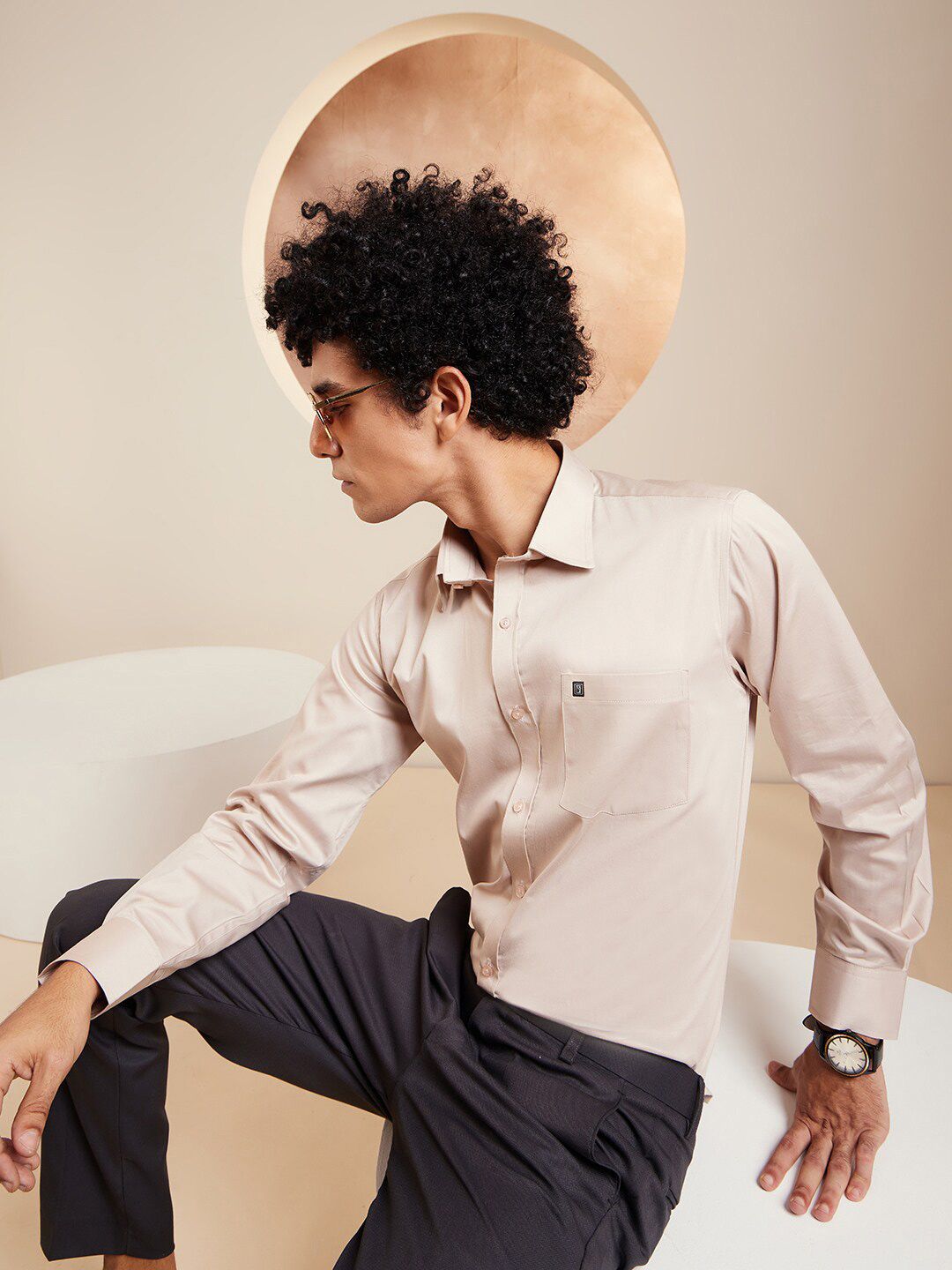 DENNISON Brand Logo Cotton Satin Shirt