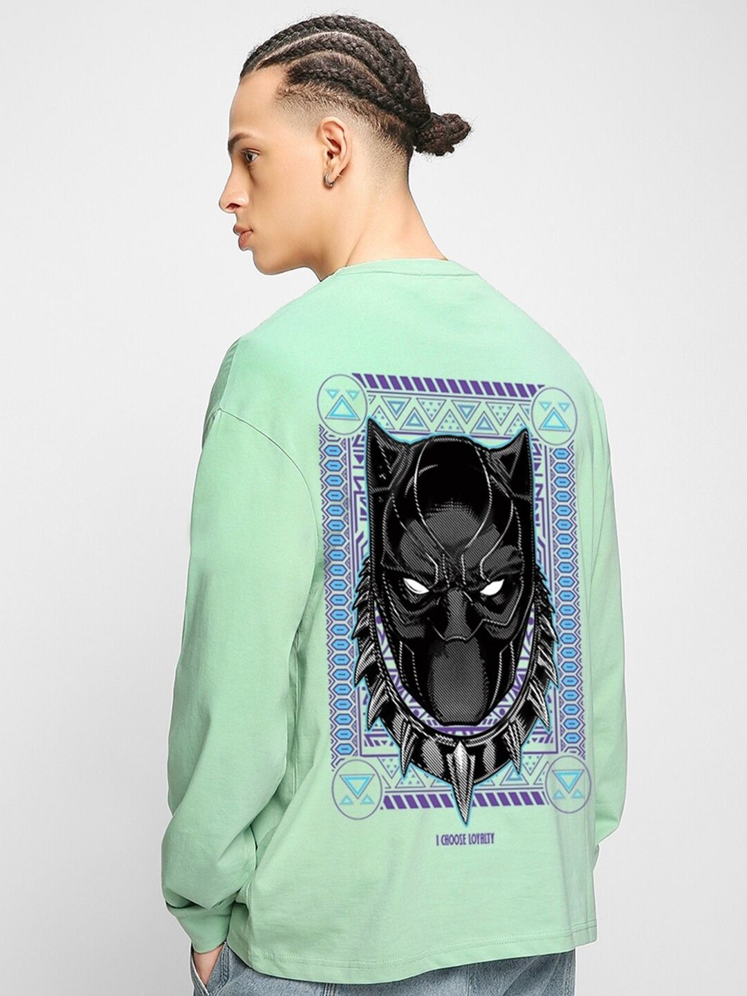 Bewakoof Official Marvel Merchandise King Panther Graphic Printed Oversized T-shirt