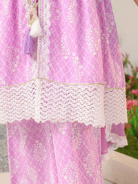 pspeaches Girls Ethnic Motifs Printed Pure Cotton Kurta With Palazzos & Dupatta