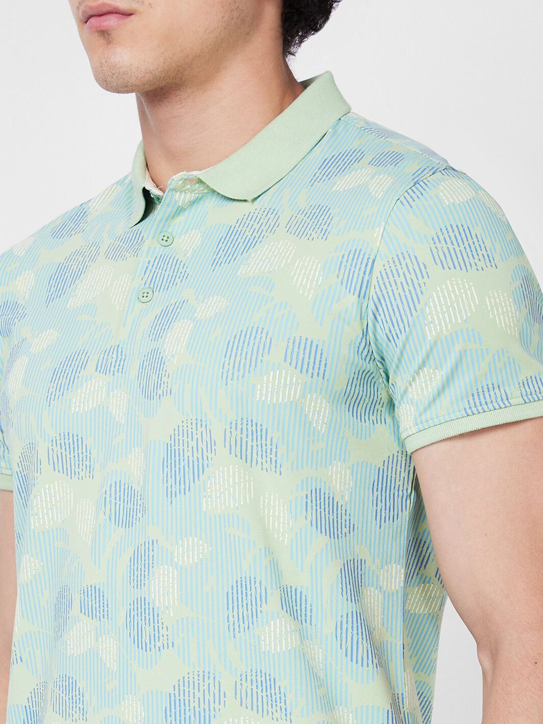 SPYKAR Floral Printed Polo Collar Slim Fit T-shirt